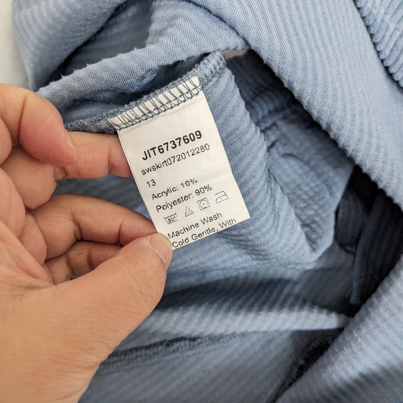 Shein women's corduroy mini skirt with pockets, sky blue, size M - Picture 7 of 9